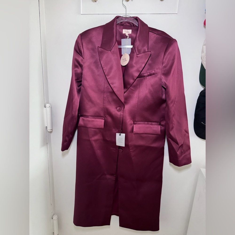 NWT Camila Coelho Haliee coat in ox blood